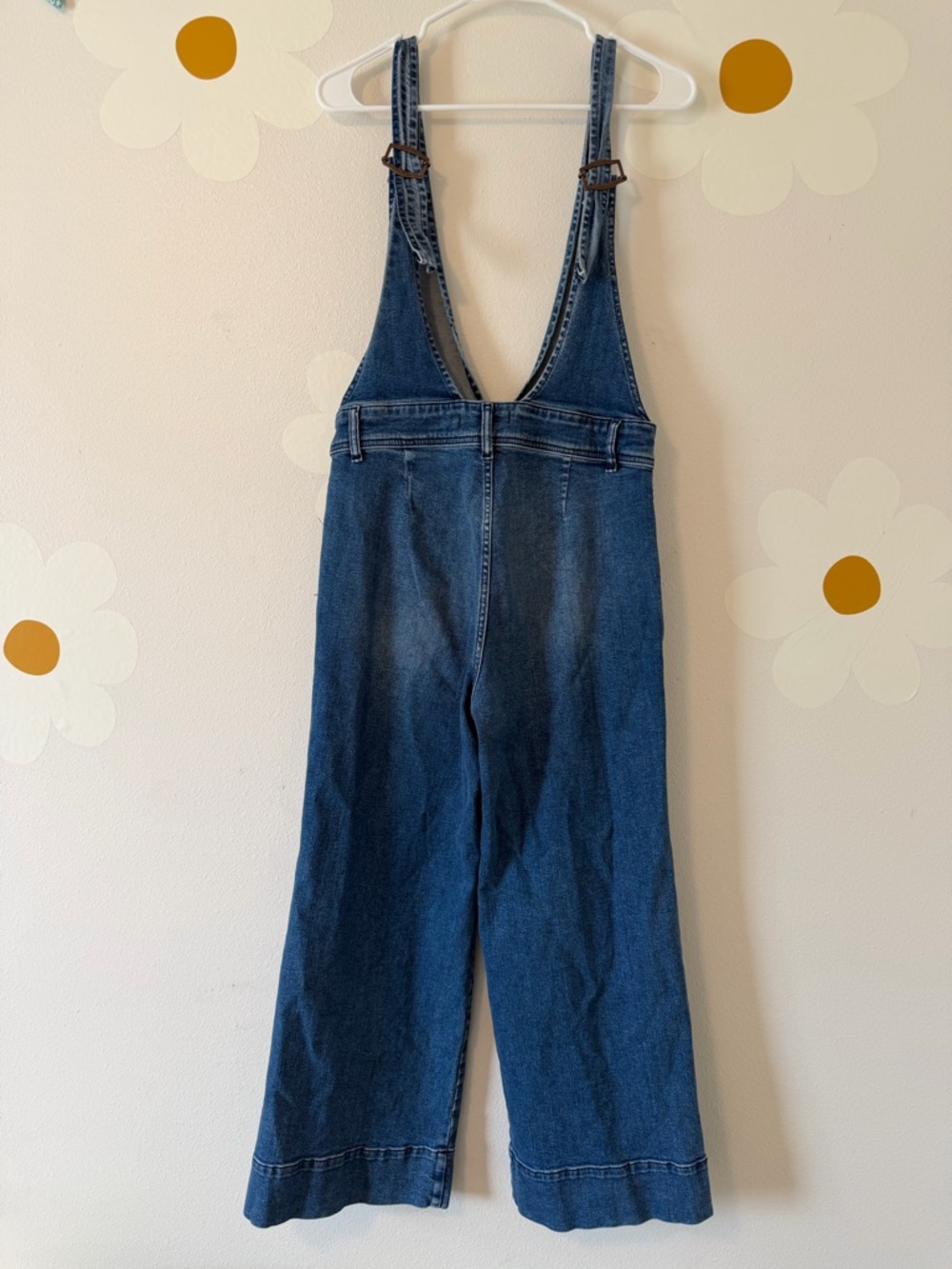 EUC Free People Wide-Leg Denim Overalls A-Lime Medium Wash - Picture 8 of 14